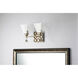 Star 2 Light 16 inch Silver leaf Bath Light Wall Light in Silver Leaf with Antique